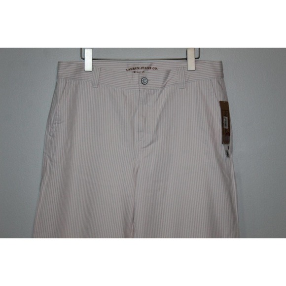 NWT Lauren Jeans Co Striped Wide Leg Trouser Denim Jean Pink Plus Size 14 H14626 - Picture 3 of 11